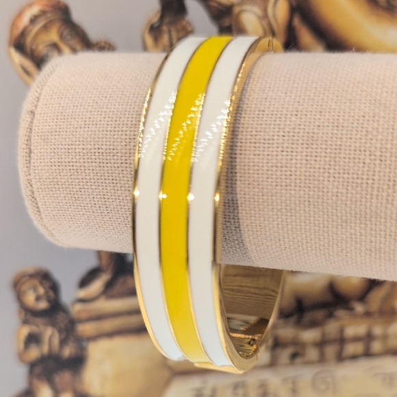 J. Crew Gold and White Enamel Bracelet - Picture 1 of 7